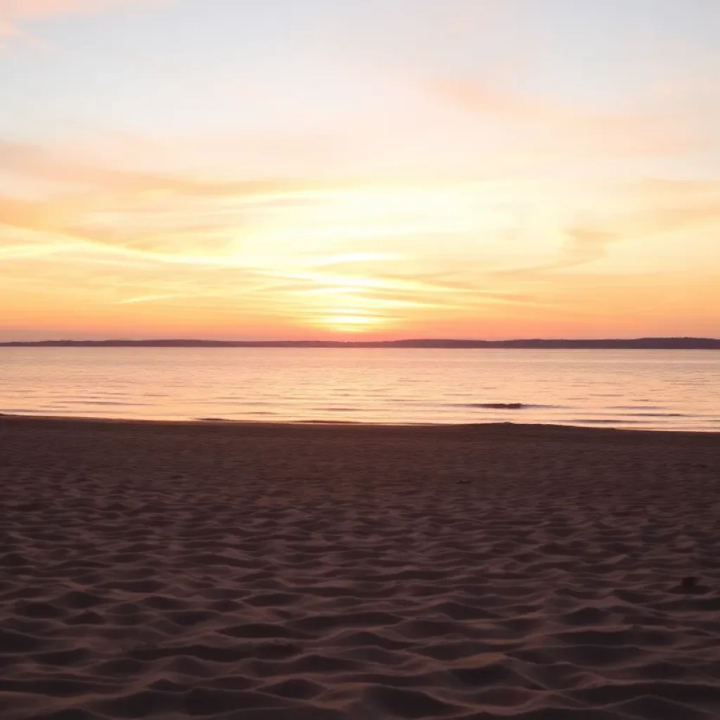 Scenic view of Lake Anna beach at sunset