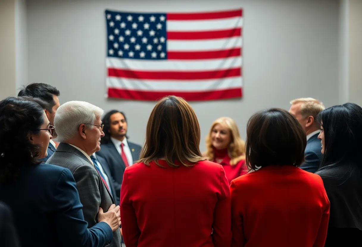 Group of diverse people discussing political strategies