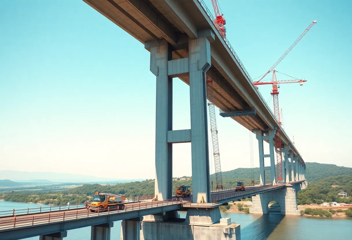 Construction of the new Alligator River Bridge in North Carolina