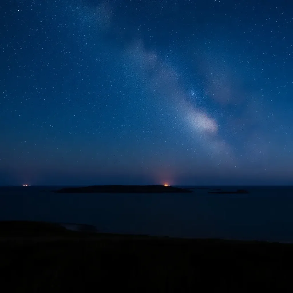 Night sky filled with stars over Ocracoke Island