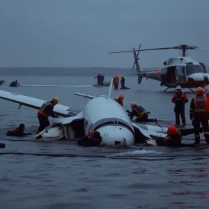 Divers recovering wreckage from Potomac River after collision