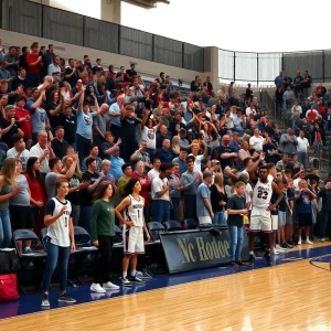 Temple University basketball game atmosphere with cheering fans